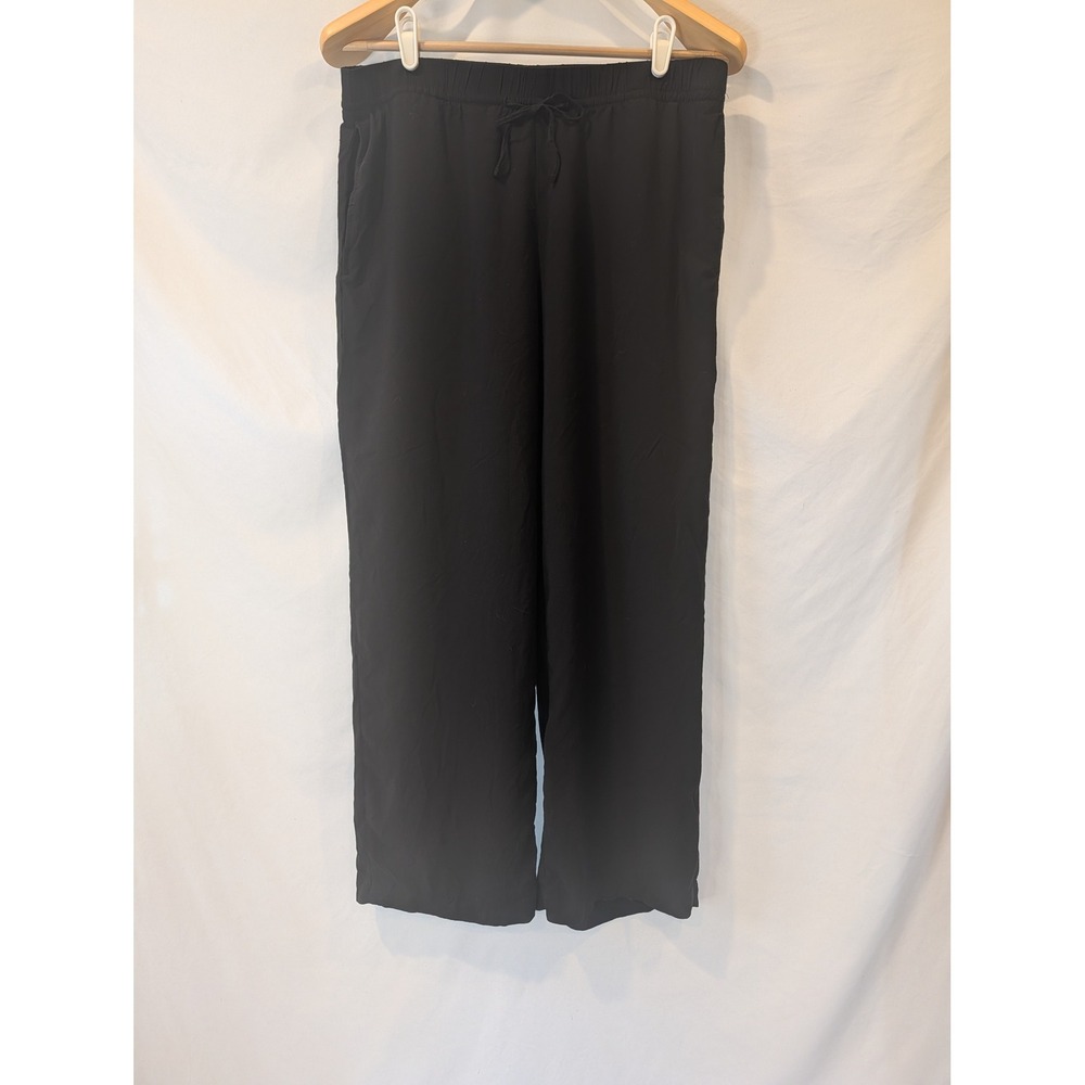 H&M Black Wide Leg Drawstring Trousers Elastic Waist Pants Large